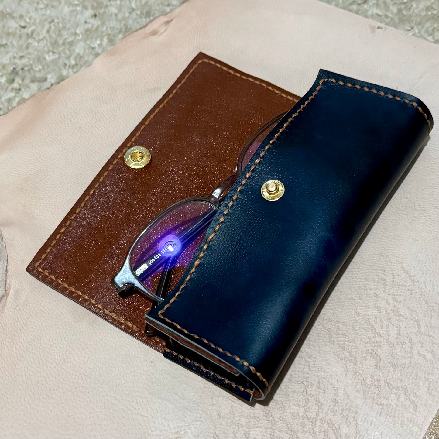 Handmade leather glasses case