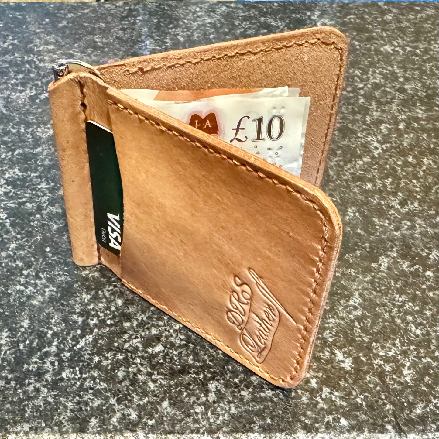 Leather money clip wallet